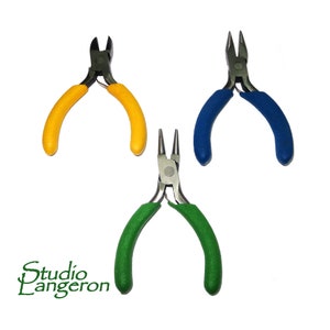Color ID 3-piece Mini Plier set for Jewelry Making PL3MINI, BeadSmith, Length 76 mm (3.0 inch), Jewelry making  - 1 piece