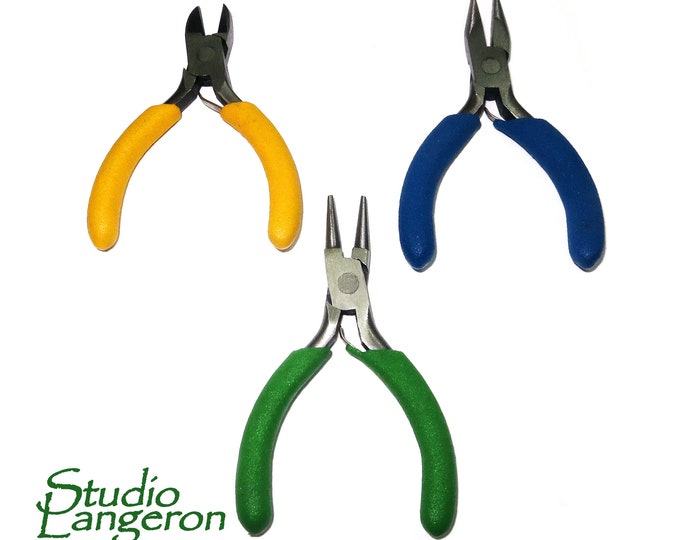 Color ID 3-piece Mini Plier set for Jewelry Making PL3MINI, BeadSmith, Length 76 mm (3.0 inch), Jewelry making  - 1 piece