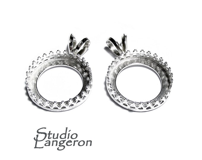 14 mm size 925 Sterling Silver blank pendant, Bezel cup, Jewelry making, Setting, Round bezel cup, Base pendant, Silver pendant - 1 piece