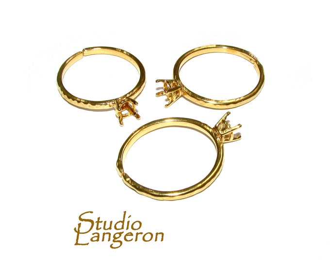 14K Yellow gold filled open blank ring with 4-prong setting 4.0 mm, Base ring, ring gold filled, Jewelry making, Setting, Mounting - 1 piece
