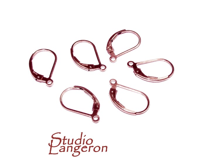 14K Rose Gold Filled Lever-Back Ear Wire with Open Ring, Jewelry making, Earrings gold filled, Earring components - 1 pair (2 pieces)