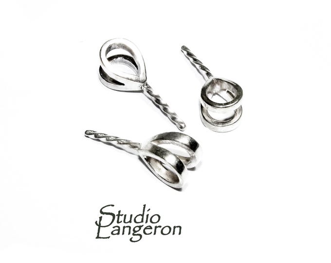925 sterling silver large Eye Pearl Component Mounting size 16.3x5.7mm, bail silver, Jewelry making - 1 piece