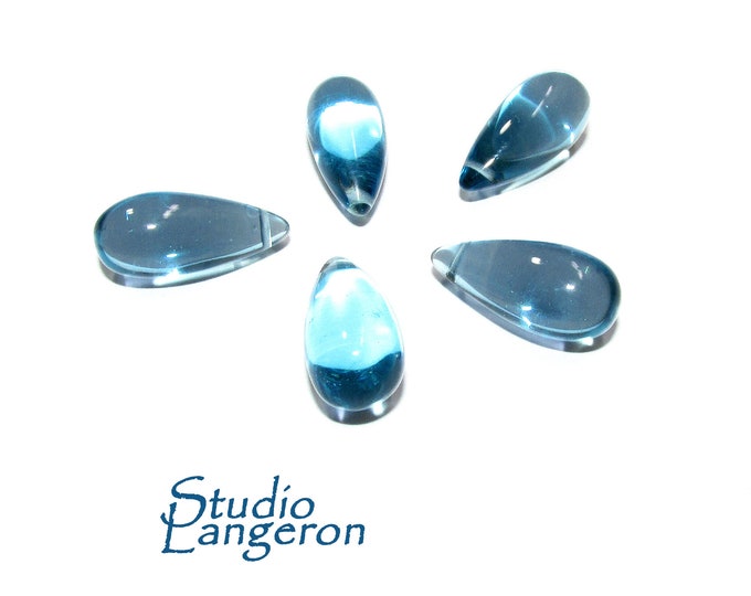 Natural Teal aquamarine Smooth Teardrop Beads size 15x7 mm, Teal aquamarine Gemstone, Jewelry making, Natural Teardrop beads - 1 piece