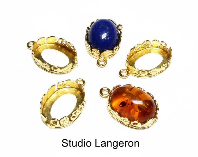 10x14 mm 14K Yellow gold filled Oval Bezel Cup, Bezel cup, Setting, Oval bezel cup, Jewelry making, Gold Filled, Pendant - 1 piece