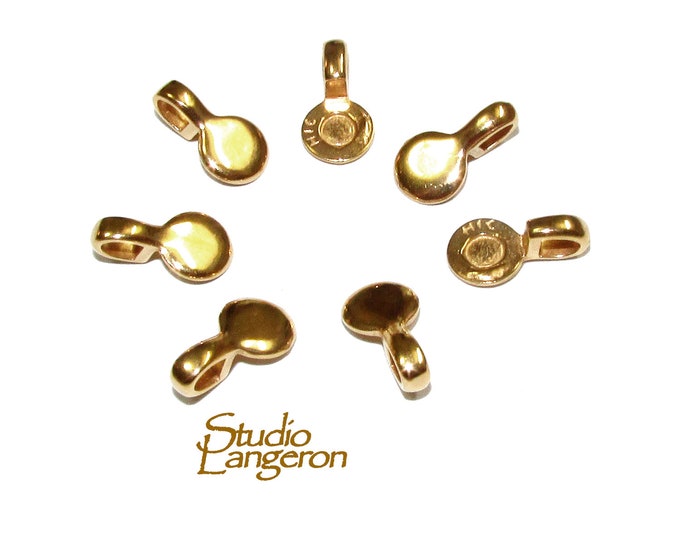 14K Yellow gold filled small round Glue-on Pendant Bails, Bail with hook, bail with loop, Bail, Bail gold filled, Bail finding - 1 piece