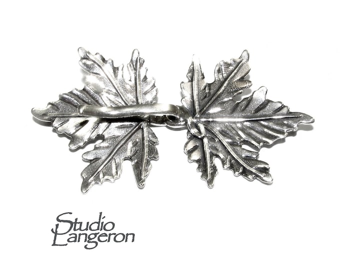 925 Sterling Silver Hook Eye Maple Leaf Clasps, Silver clasp, Jewelry making, Hook eye clasp, Sterling silver, Maple Leaf clasp - 1 piece