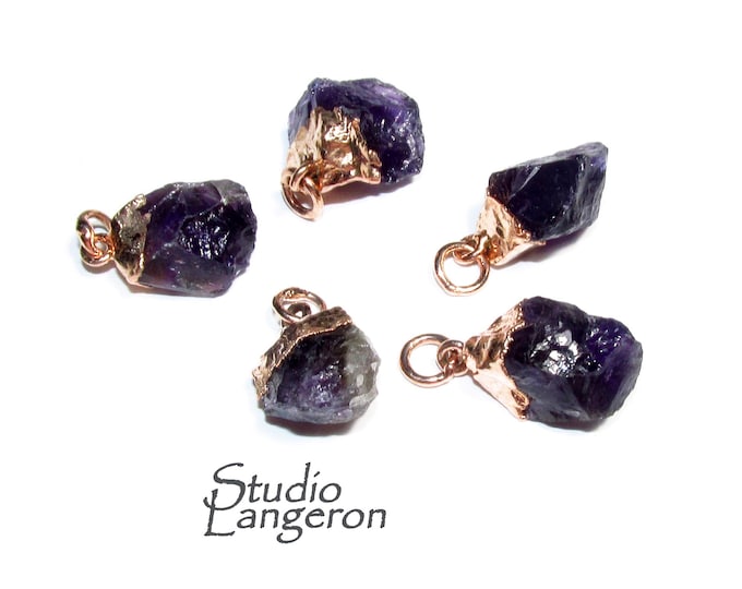 SALE!  Natural Amethyst, pendant size 10mm, Natural Amethyst, Natural Gemstone, Jewelry making - 5 pieces