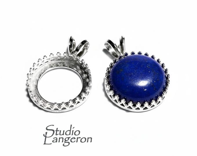 14 mm size 925 Sterling Silver blank pendant, Bezel cup, Jewelry making, Setting, Round bezel cup, Base pendant, Silver pendant - 1 piece