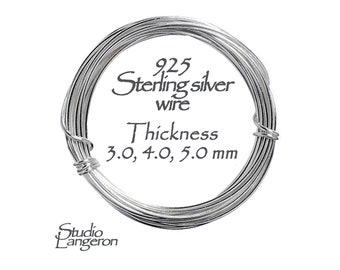 925 sterling silver wire Thickness 3.0, 4.0, 5.0 mm (8, 6, 4 GA), silver wire, 925 sterling silver wire, Jewelry making – 4 inch (10 cm)