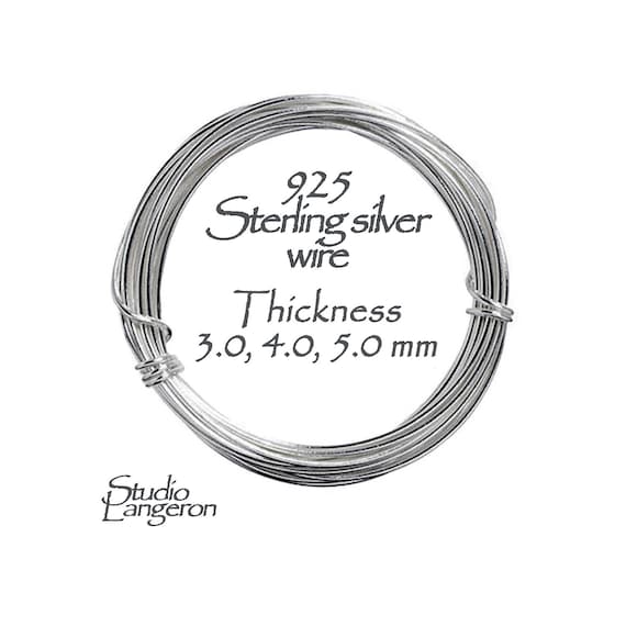 925 sterling silver wire Thickness 3.0, 4.0, 5.0 mm (8, 6, 4 GA), silver wire, 925 sterling silver wire, Jewelry making – 4 inch (10 cm)