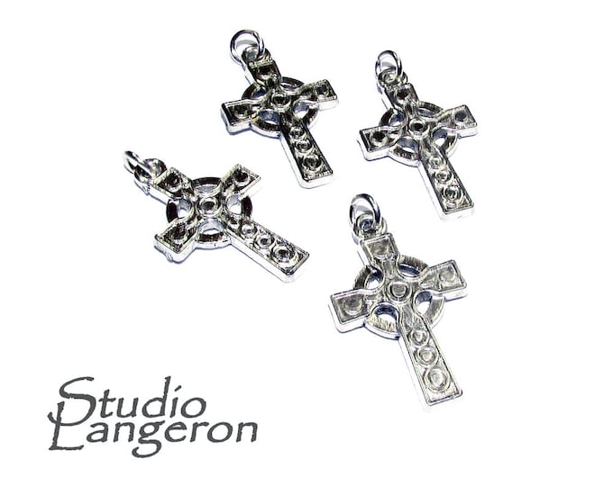 3 pcs Celtic cross Pendants Silver Tone size 27x16 mm, Silver tone, Celtic cross, Pendant, Nickel Free, Zinc Alloy Metal, Jewelry making