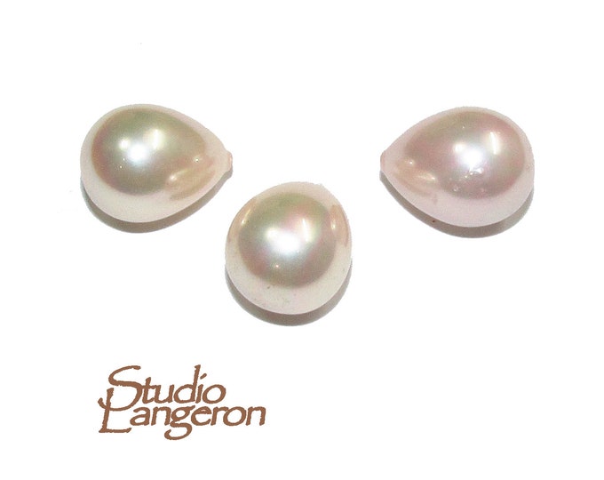 Natural Sea shell pearl Teardrop half drilled Beads size 16x12 mm, Natural shell pearl Matching Half Drilled Beads, Jewelry making - 1 piece