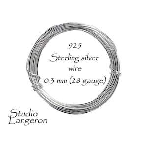 3.0 meters (10 Ft) 925 sterling silver wire Half-Hard 0.3 mm (28 Gauge), Jewelry making, Silver wire, Wire, Sterling silver wire