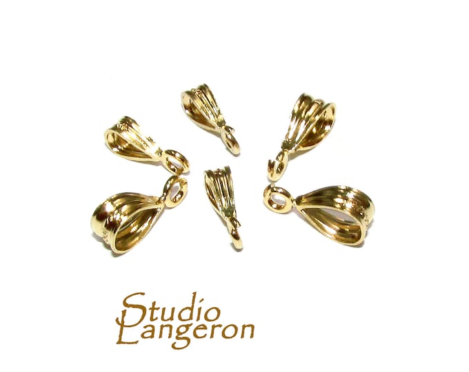 14K Yellow gold filled Pendant Bail sizes 8.2x2.2, 9.5x3.0mm, Bail with loop, Jewelry making, Bail gold filled, Bail drop - 1 piece