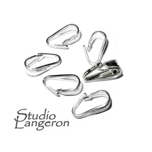 925 Sterling silver small Snap-On Pendant Bail size 5.5x2.0 mm, sterling silver Snap-On Bail, Jewelry making, Bail findings 1 piece image 1