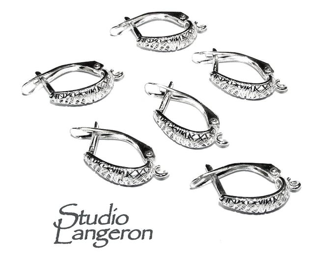 925 sterling silver Click-in lever back small earrings with loop, silver earrings, earrings components, earrings, Jewelry making - 1 pair