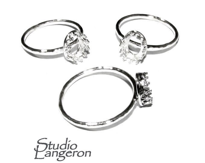 6x8 mm 925 sterling silver blank ring with bezel cup size 5, 6, 7, 8, 9, bezel cup, Setting, blank ring, Jewelry making - 1 piece