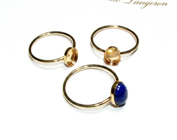 14K Yellow solid gold blank ring with bezel cup 5x7mm size 4 - 11, Base ring, Solid gold ring, bezel cup, Jewelry making, Setting - 1 piece