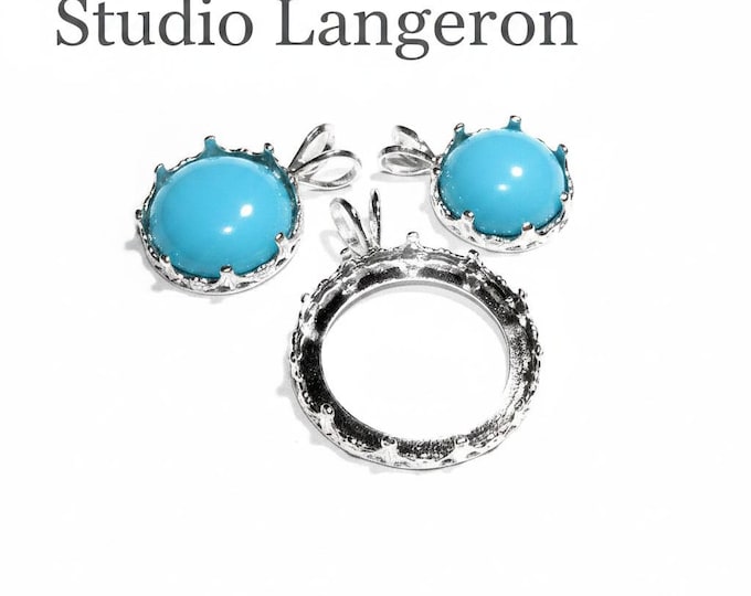 925 Sterling Silver Blank pendants sizes 8.0 - 24.0mm, model 1231, bezel cups, Jewelry making, Blank pendants, Setting - 1 piece