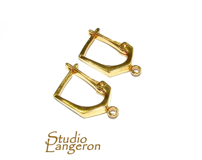 14K Yellow Gold Filled Lever-Back Ear Wire with Open Ring size 10x18 mm, Jewelry making, Lever Back earrings, Gold Filled -1 pair (2 piece)