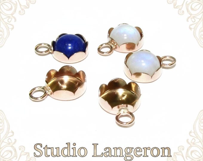 8 mm size 14K Yellow gold filled Flower Bezel Cup, Bezel cup, Setting, Gold Filled bezel cup, Jewelry making, Mounting - 1 piece