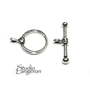 925 Sterling Silver Ball-End Toggle Clasp size 15.8 mm, Toggle clasp, Clasp, Sterling silver, Jewelry making, Silver clasp - 1 piece