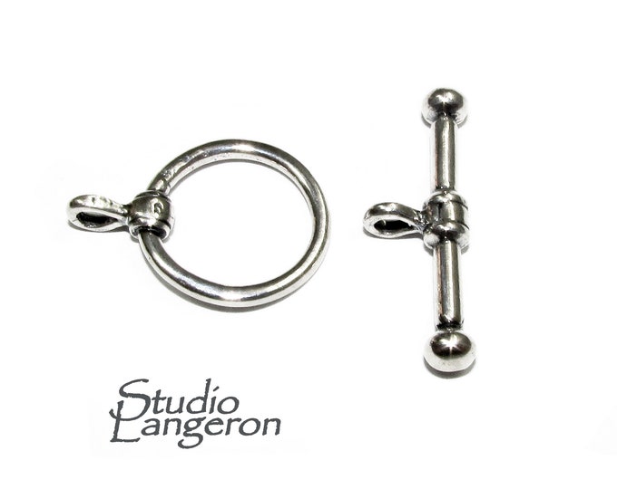 925 Sterling Silver Ball-End Toggle Clasp size 15.8 mm, Toggle clasp, Clasp, Sterling silver, Jewelry making, Silver clasp - 1 piece