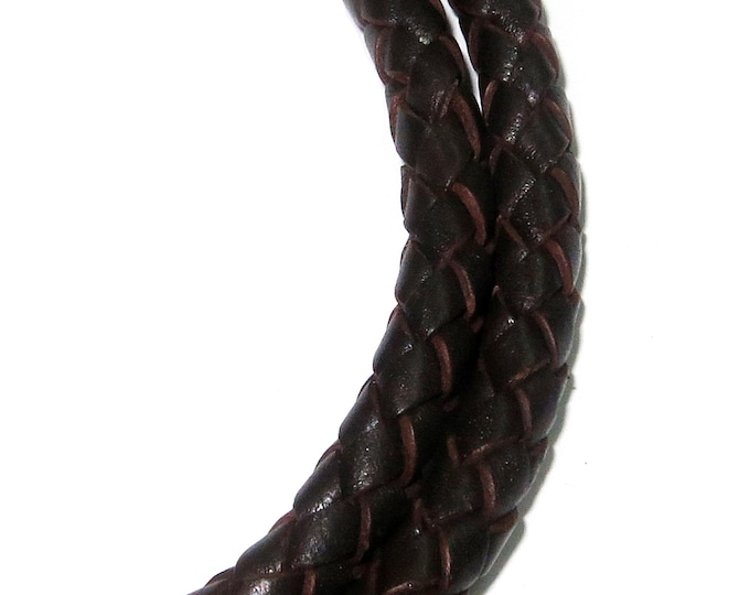 6.0 mm Natural brown braided leather cord, Natural leather cord, braided leather cord, Natural leather, Jewelry making - 50 cm (1.7 Ft)