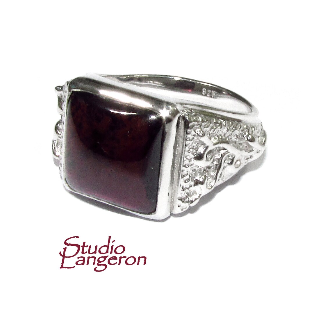 Garnet Ring Natural Gemstone in 925 Sterling Silver Size 7 main image 1