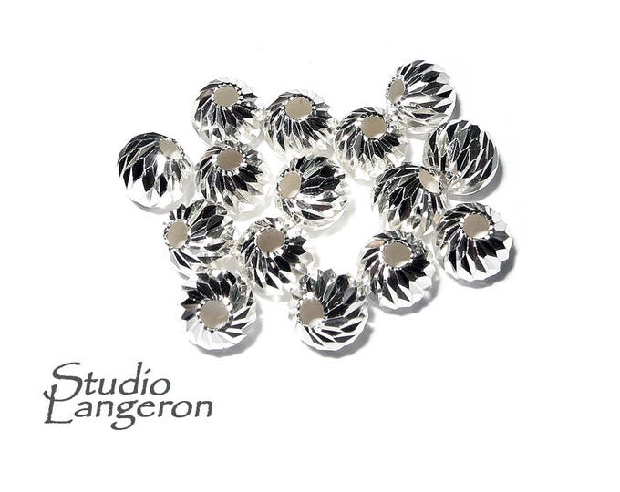 925 sterling silver diamond cut shiny beads size 6 mm, round beads, Jewelry making, silver beads, diamond cut, silver findings - 1 piece
