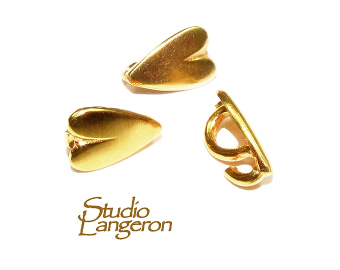 14K Yellow Gold Filled Teardrop Heart Bails with Hidden Loop sizes 8.0x5.5 mm, Gold filled Bail, Jewelry making, Bail finding - 1 piece