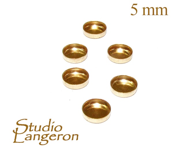10 pcs size 5.0 mm 14K Yellow gold filled Round Bezel Cup, Bezel cup, Gold Filled bezel cup, Round bezel cups, Jewelry making, Setting