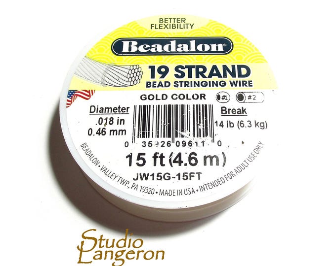 Beading wire Beadalon 19 Strand size 0.46mm gold color, Wire, Beadalon, Beading wire, Beading, Jewelry making, Gold wire - 1 spool
