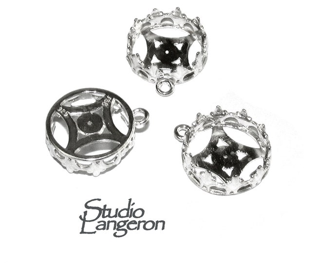 925 sterling silver blank pendant with setting 14 mm, pendant silver, base pendant, bezel cup, Jewelry making, setting - 1 piece