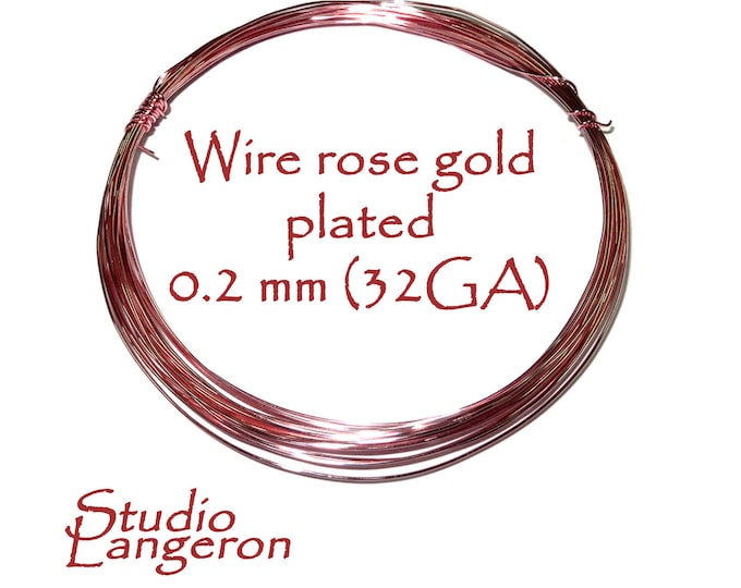 9.0 meters (30 Ft) Rose Gold Plated wire 32 Gauge, Wire, Wire Wrapping, Rose Gold Plated wire, Gold Plated, Rose Gold Plated, Jewelry making