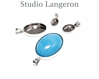 925 Sterling Silver blank pendants sizes 5x7 - 30x40mm, Setting, Silver pendants, Silver Bezel cups,  Jewelry making, Setting - 1 piece