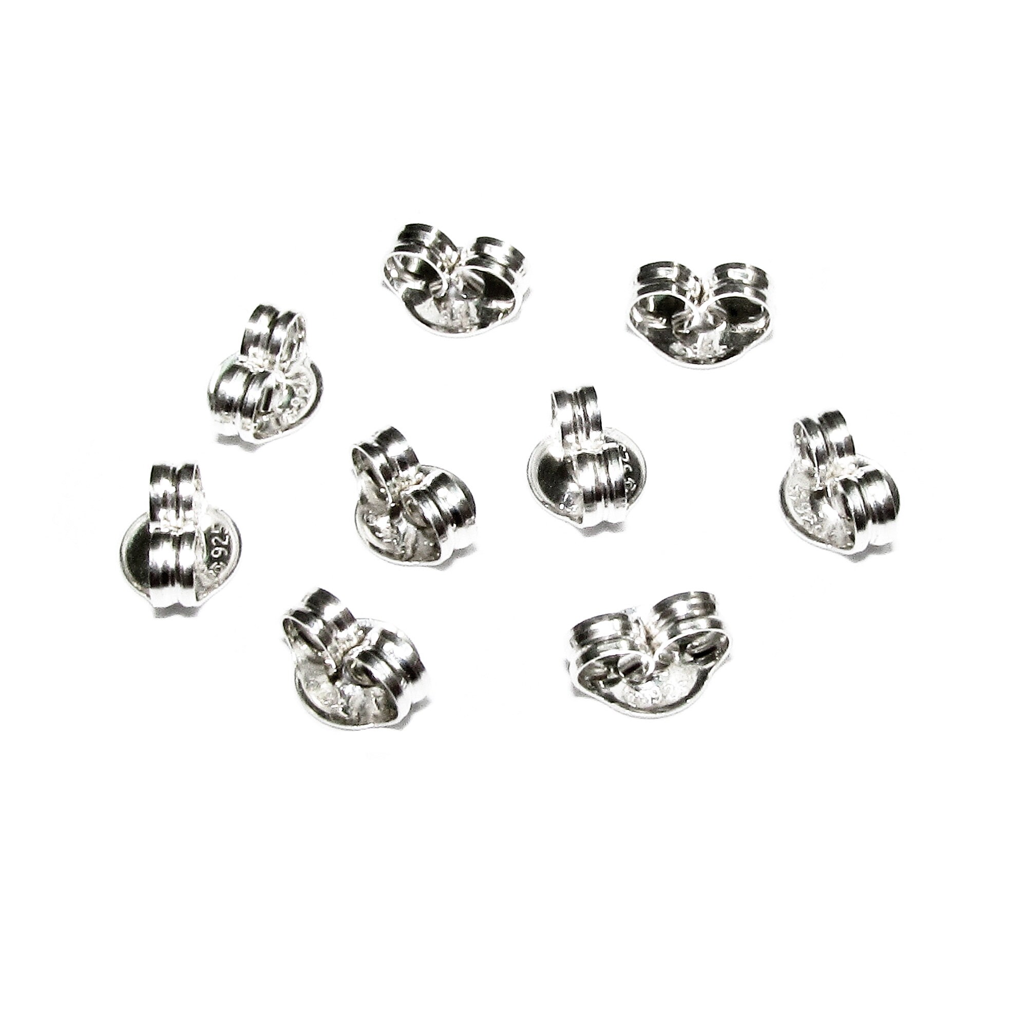 Sterling Silver Giant Friction Ear-nuts Backings for Post Earrings. Sterling Silver-Rhodium