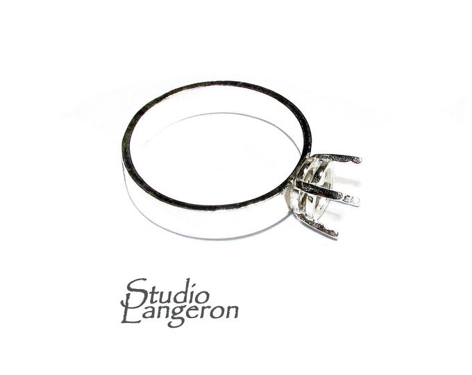 925 sterling silver blank ring with 4-prong setting 8 mm size 4-11, silver ring, Jewelry making, base ring, Setting, Prong setting - 1 piece