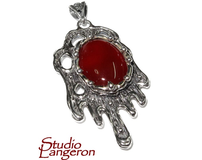 Agate brown pendant 925 sterling silver size 2.2x4.1 cm, 100% handmade, single copy, Natural Agate, Handmade pendant, Brown, Gemstone