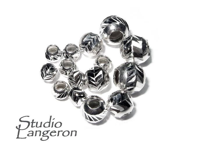 925 Sterling Silver Diamond cut Beads size 2.5, 3, 4, 5, 6 mm, Diamond cut, Jewelry making, Diamond cut Spacer Beads, Silver beads - 1 piece