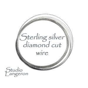 925 sterling silver diamond cut wire  20, 18, 16, 15, 12GA, silver wire, diamond cut wire, wire, Jewelry making - 1 Ft (30 cm)