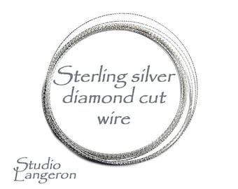 925 sterling silver diamond cut wire  20, 18, 16, 15, 12GA, silver wire, diamond cut wire, wire, Jewelry making - 1 Ft (30 cm)