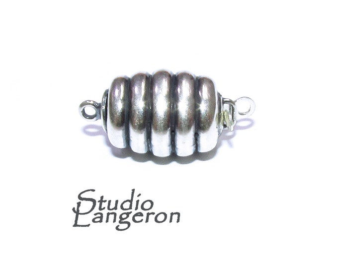 925 Sterling Silver Round Safety Clasp size 9.5x12.5 mm, Silver bead clasp, Jewelry making, 925 Sterling silver, Safety clasp - 1 piece