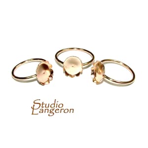 14K Yellow gold filled blank ring with bezel cup 8x10mm size 4 - 11, Base ring, Bezel cup, Jewelry making, Gold filled ring - 1 piece