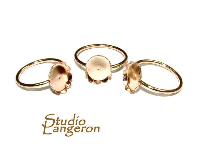 14K Yellow gold filled blank ring with bezel cup 8x10mm size 4 - 11, Base ring, Bezel cup, Jewelry making, Gold filled ring - 1 piece