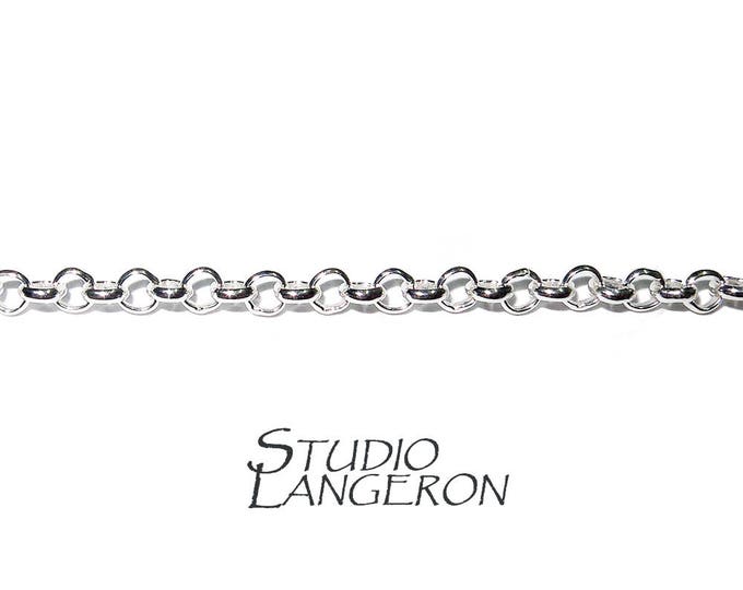 3.0 mm Sterling Silver Rolo Cable Chain, silver shiny chain, 925 silver chain, sterling silver chain, Rolo Chain, 925 silver - 1 Ft (30 cm)