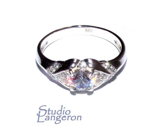 White topaz ring 925 sterling silver size 9, Handmade ring, single copy, sterling silver, White topaz ring, silver ring, Gift ring