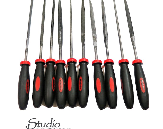 Ergo Needle File with plastic handles - 10 PIECE SET, Jewelry tools, Jewelry making - 1 piece