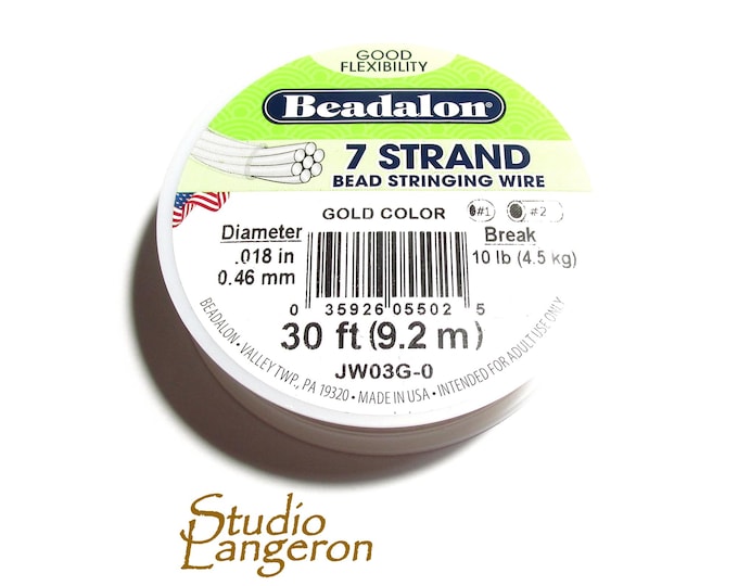 Beading wire Beadalon 7 Strand size 0.46mm gold color, Wire, Beadalon, Beading wire, Beading, Jewelry making, Gold wire - 1 spool (9.2 m)