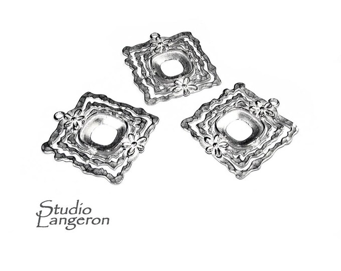 925 sterling silver blank pendant with setting 12x12 mm, pendant silver, base pendant, bezel cup, setting, Jewelry making - 1 piece